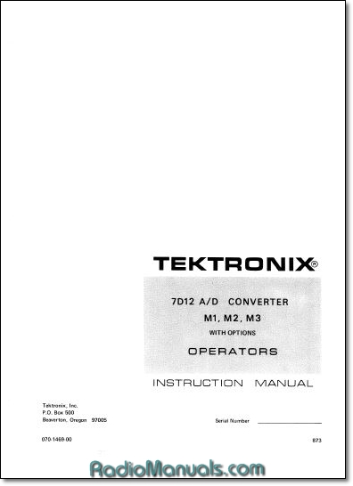 Tektronix 7D12N Operator's Manual Tektronix 7D12N Operator's Manual